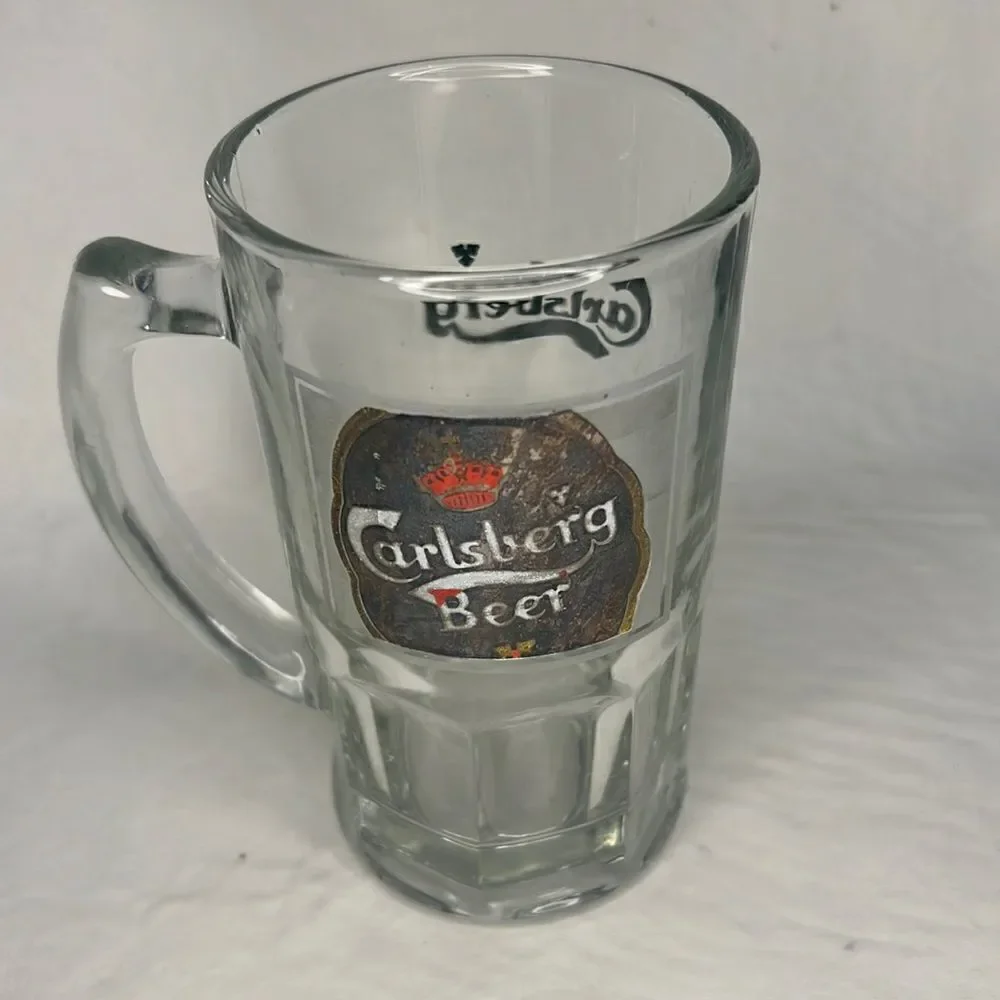 Carlsberg Beer Glass Mug 12 Ounce 5 1/3 Inches Tall 3 In Round Bar Beer Cocktail